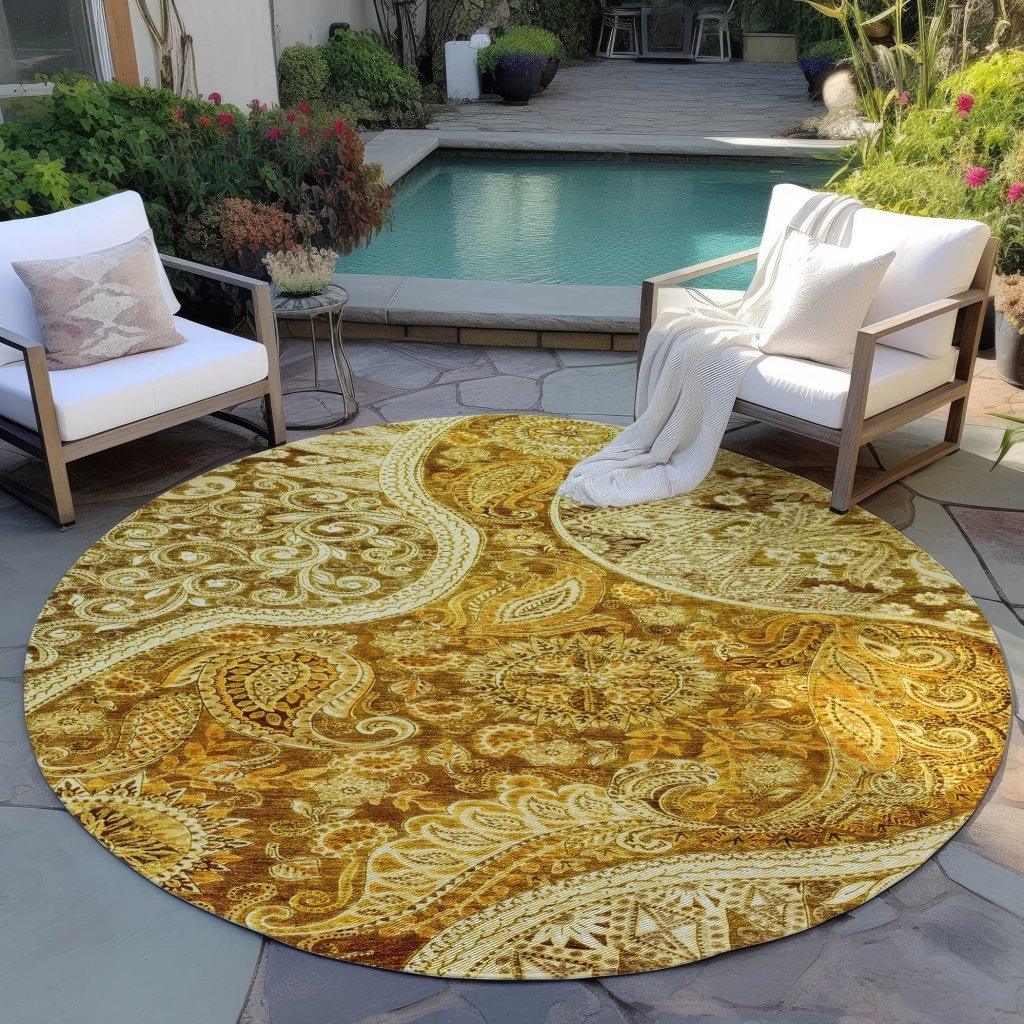 Carmina Orange Washable Indoor-Outdoor Rug-Outdoor Rugs-LOOMLAN Rugs-LOOMLAN