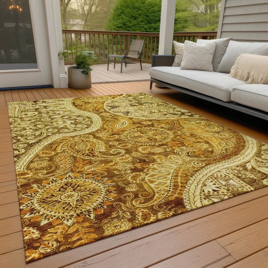 Carmina Orange Washable Indoor-Outdoor Rug-Outdoor Rugs-LOOMLAN Rugs-LOOMLAN