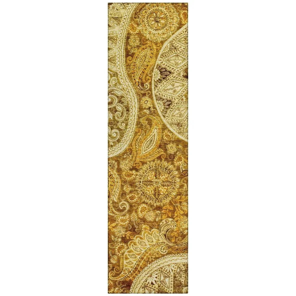Carmina Orange Washable Indoor-Outdoor Rug-Outdoor Rugs-LOOMLAN Rugs-2'3" x 7'6"-LOOMLAN