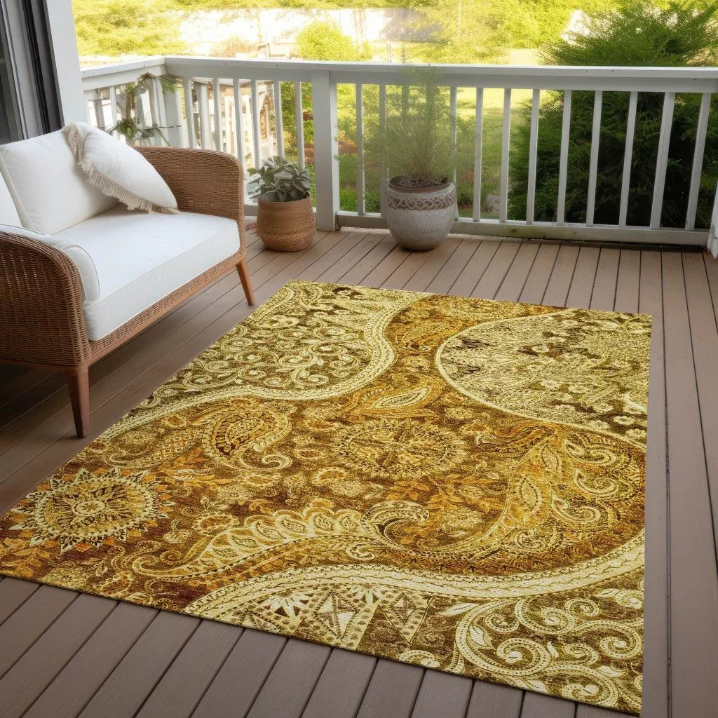 Carmina Orange Washable Indoor-Outdoor Rug-Outdoor Rugs-LOOMLAN Rugs-LOOMLAN