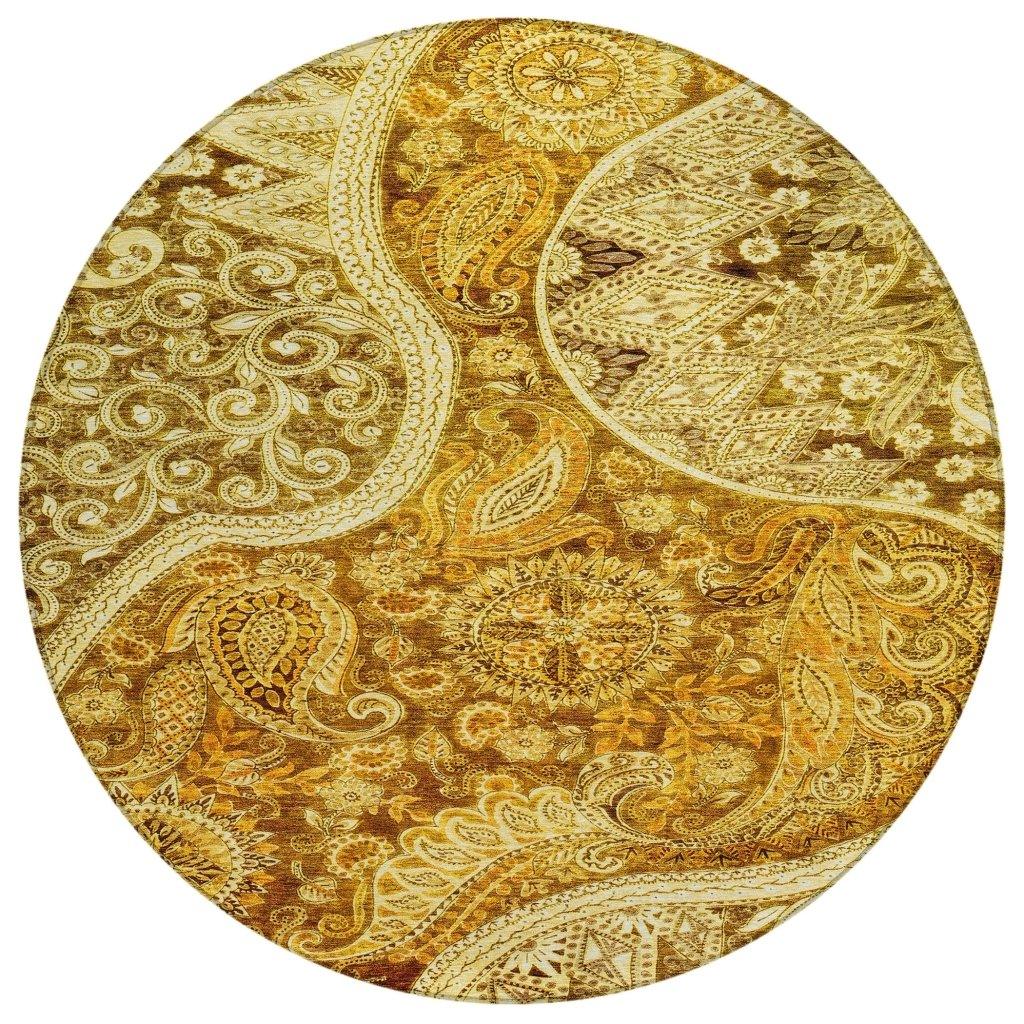 Carmina Orange Washable Indoor-Outdoor Rug-Outdoor Rugs-LOOMLAN Rugs-8' x 8'-LOOMLAN