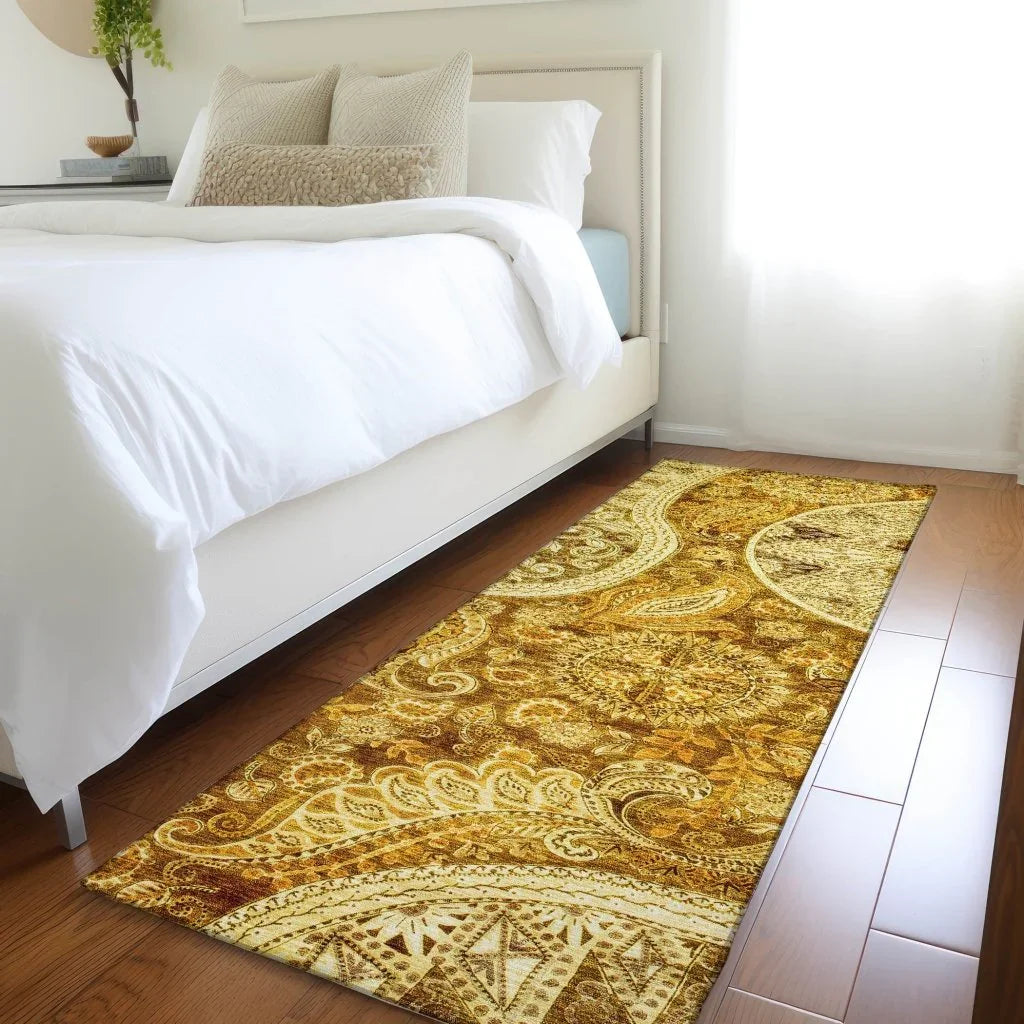 Carmina Orange Washable Indoor-Outdoor Rug-Outdoor Rugs-LOOMLAN Rugs-LOOMLAN