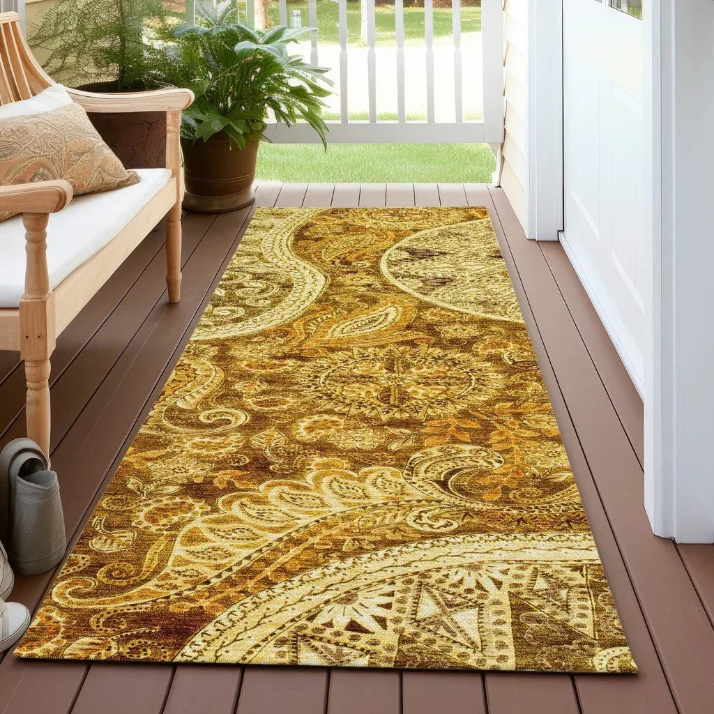 Carmina Orange Washable Indoor-Outdoor Rug-Outdoor Rugs-LOOMLAN Rugs-LOOMLAN