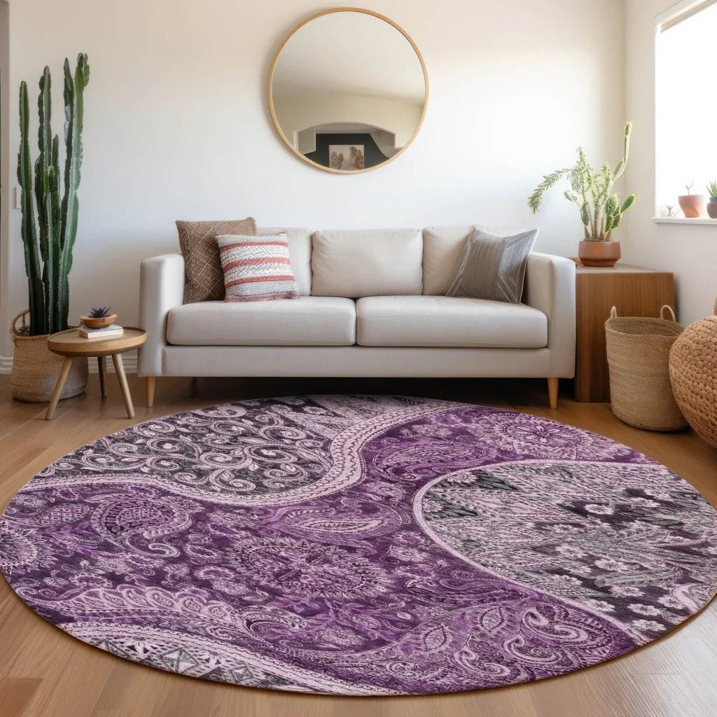 Carmina Purple Washable Indoor-Outdoor Rug-Outdoor Rugs-LOOMLAN Rugs-LOOMLAN