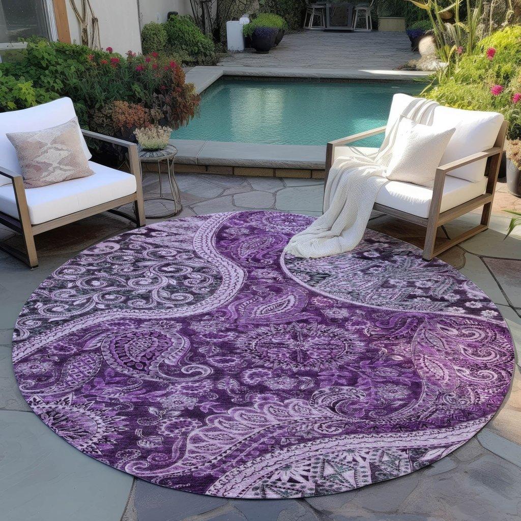 Carmina Purple Washable Indoor-Outdoor Rug-Outdoor Rugs-LOOMLAN Rugs-LOOMLAN