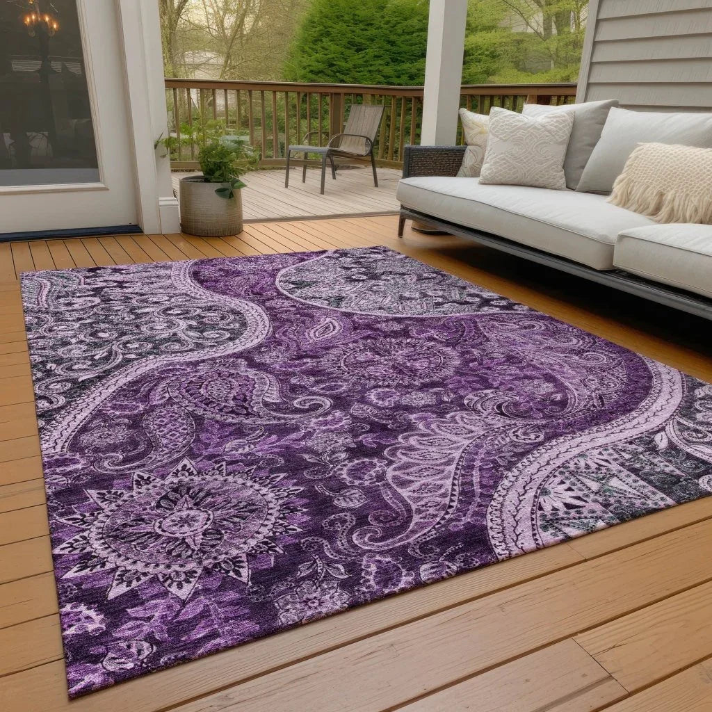 Carmina Purple Washable Indoor-Outdoor Rug-Outdoor Rugs-LOOMLAN Rugs-LOOMLAN