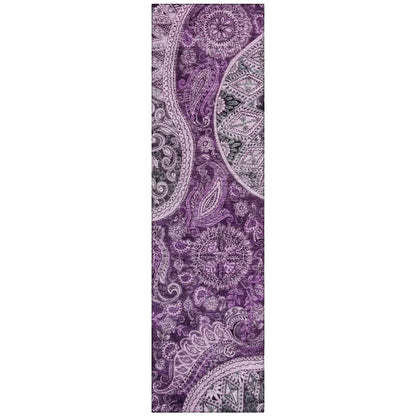 Carmina Purple Washable Indoor-Outdoor Rug-Outdoor Rugs-LOOMLAN Rugs-2'3" x 7'6"-LOOMLAN