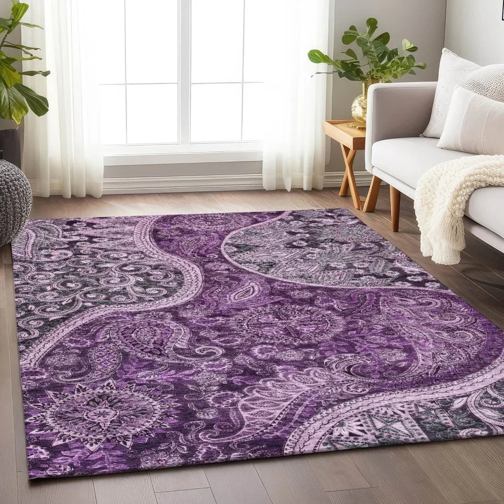 Carmina Purple Washable Indoor-Outdoor Rug-Outdoor Rugs-LOOMLAN Rugs-LOOMLAN