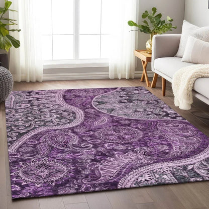 Carmina Purple Washable Indoor-Outdoor Rug-Outdoor Rugs-LOOMLAN Rugs-LOOMLAN