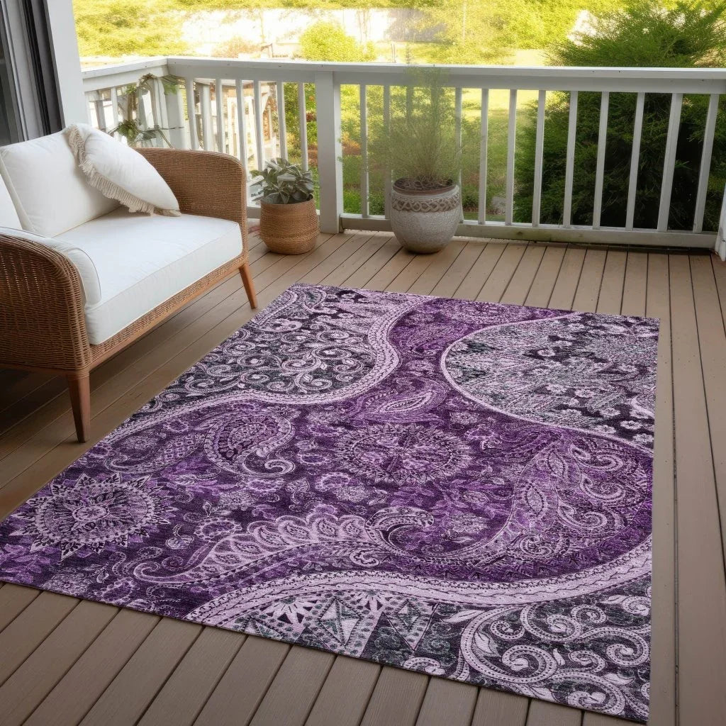 Carmina Purple Washable Indoor-Outdoor Rug-Outdoor Rugs-LOOMLAN Rugs-LOOMLAN