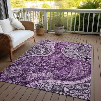 Carmina Purple Washable Indoor-Outdoor Rug-Outdoor Rugs-LOOMLAN Rugs-LOOMLAN