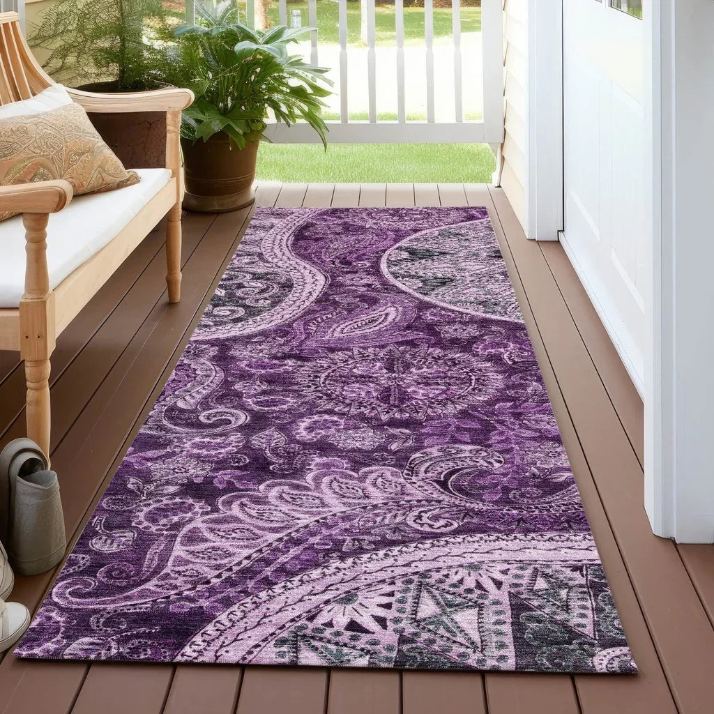 Carmina Purple Washable Indoor-Outdoor Rug-Outdoor Rugs-LOOMLAN Rugs-LOOMLAN