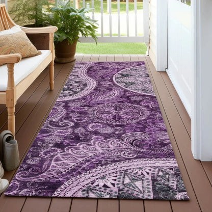 Carmina Purple Washable Indoor-Outdoor Rug-Outdoor Rugs-LOOMLAN Rugs-LOOMLAN