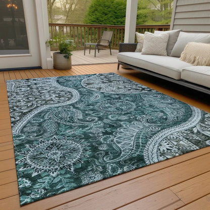 Carmina Teal Washable Indoor-Outdoor Rug-Outdoor Rugs-LOOMLAN Rugs-LOOMLAN