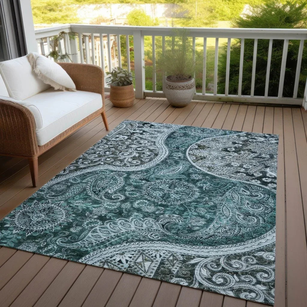 Carmina Teal Washable Indoor-Outdoor Rug-Outdoor Rugs-LOOMLAN Rugs-LOOMLAN