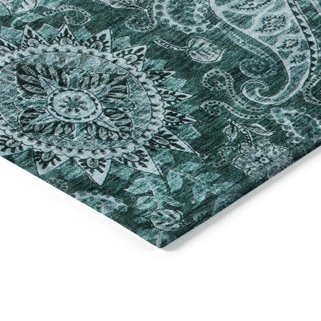 Carmina Teal Washable Indoor-Outdoor Rug-Outdoor Rugs-LOOMLAN Rugs-LOOMLAN