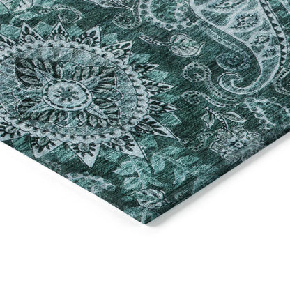 Carmina Teal Washable Indoor-Outdoor Rug-Outdoor Rugs-LOOMLAN Rugs-LOOMLAN