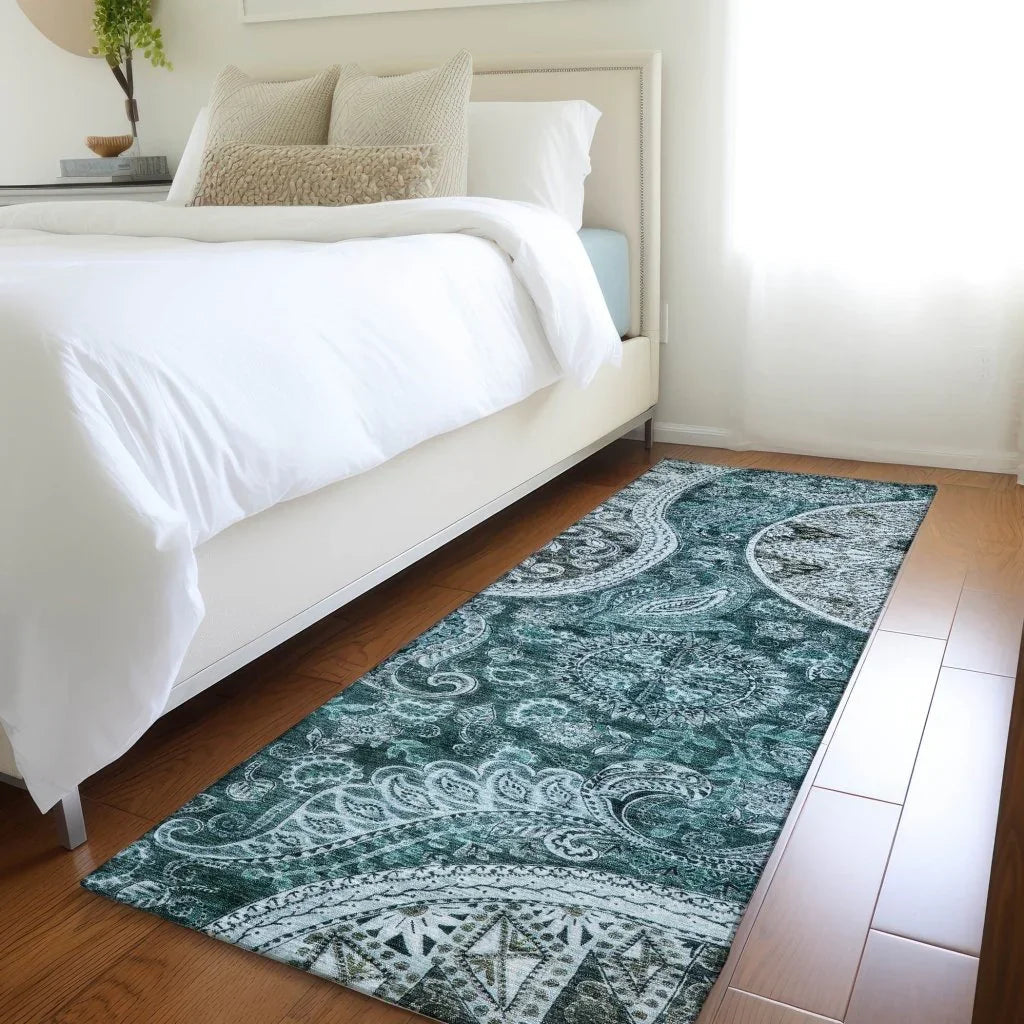 Carmina Teal Washable Indoor-Outdoor Rug-Outdoor Rugs-LOOMLAN Rugs-LOOMLAN