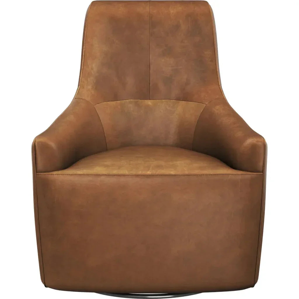 Carmine Swivel Lounge Chair Cognac Leather - LOOMLAN - SUNPAN - Club Chairs