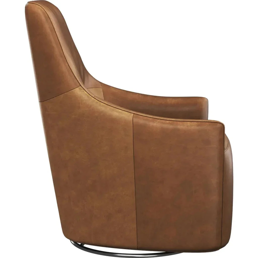 Carmine Swivel Lounge Chair Cognac Leather - LOOMLAN - SUNPAN - Club Chairs