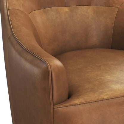 Carmine Swivel Lounge Chair Cognac Leather - LOOMLAN - SUNPAN - Club Chairs