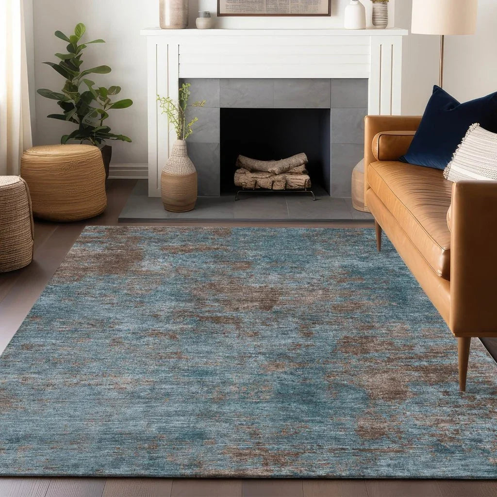 Carmine Teal Washable Indoor - Outdoor Rug - LOOMLAN - LOOMLAN Rugs - Outdoor Rugs
