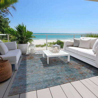 Carmine Teal Washable Indoor - Outdoor Rug - LOOMLAN - LOOMLAN Rugs - Outdoor Rugs