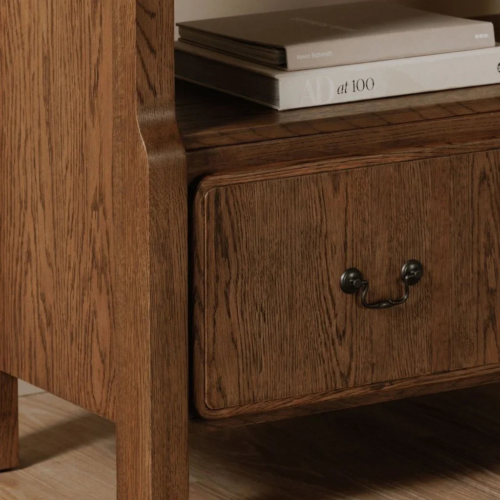 Caroline Warm Brown Solid Oak Etagere-Etageres-Moe's Home-LOOMLAN