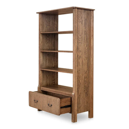 Caroline Warm Brown Solid Oak Etagere-Etageres-Moe's Home-LOOMLAN