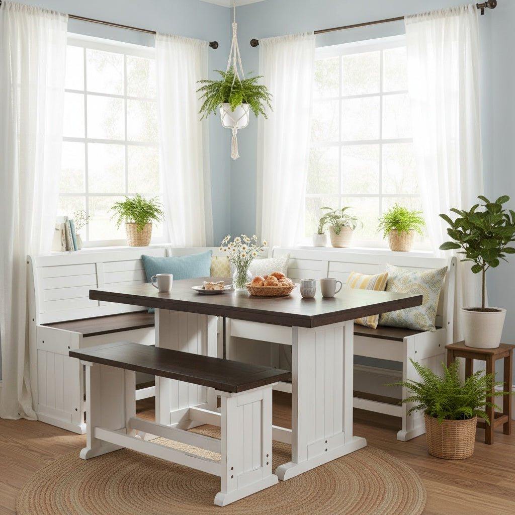 Carriage House Counter Height Breakfast Nook Set-Dining Table Sets-Sunny D-LOOMLAN