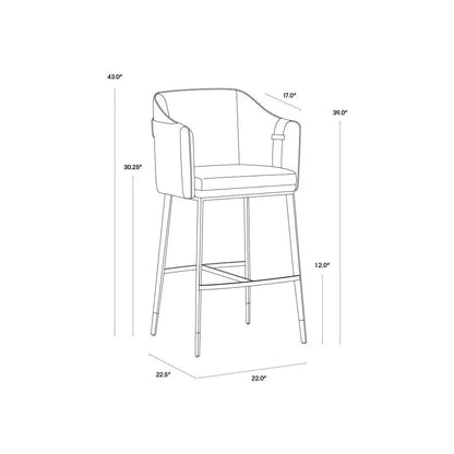 Carter Leather Barstool - LOOMLAN - SUNPAN - Bar Stools