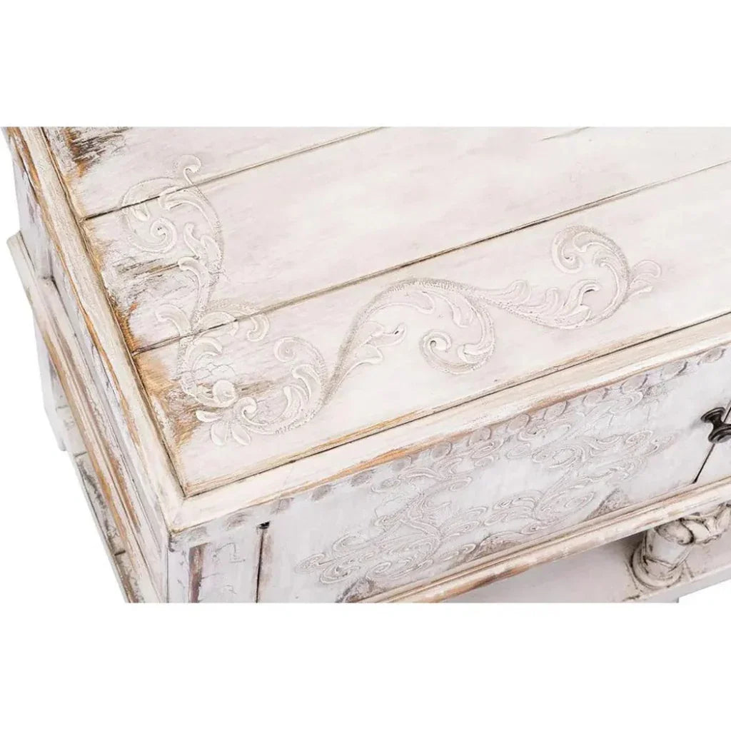 Carved Distressed White Buffet Bianca - LOOMLAN - Peninsula Home - Sideboards