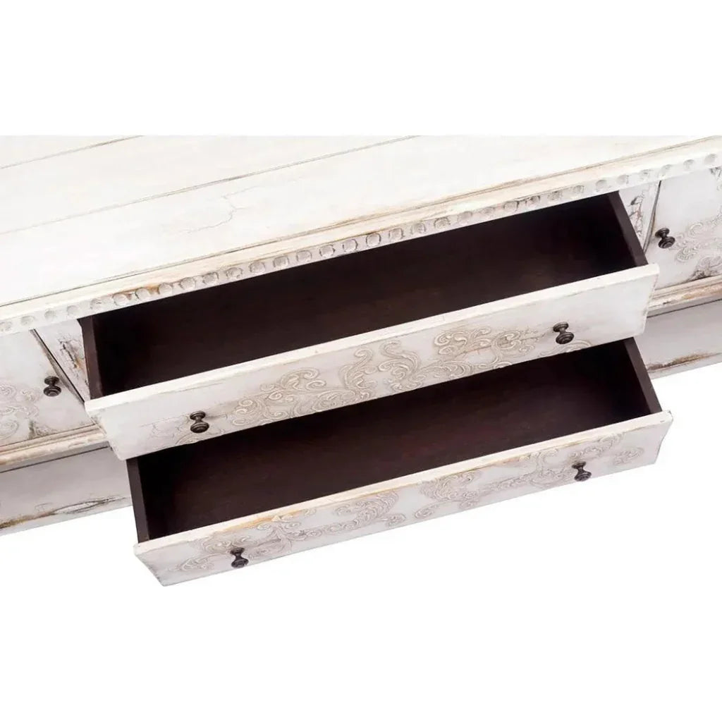 Carved Distressed White Buffet Bianca - LOOMLAN - Peninsula Home - Sideboards