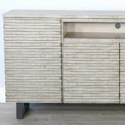 Carved Wood TV Stand with Soundbar and Doors - LOOMLAN - Sunny D - TV Stands & Media Centers