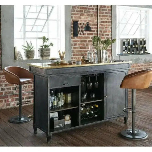 Carveth Home Bar Island Server with Counter-Home Bar Islands-LOOMLAN-LOOMLAN