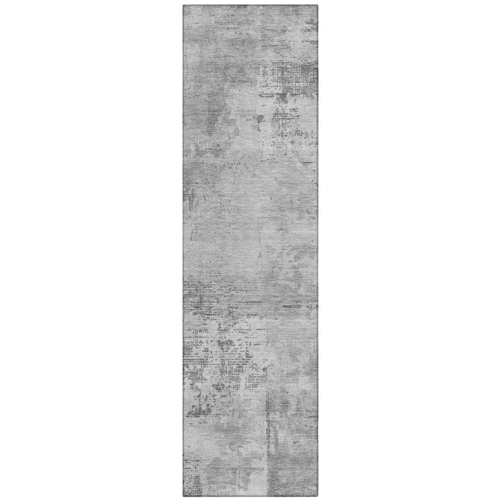 Cassiva Gray Washable Indoor-Outdoor Rug-Outdoor Rugs-LOOMLAN Rugs-2'3" x 7'6"-LOOMLAN
