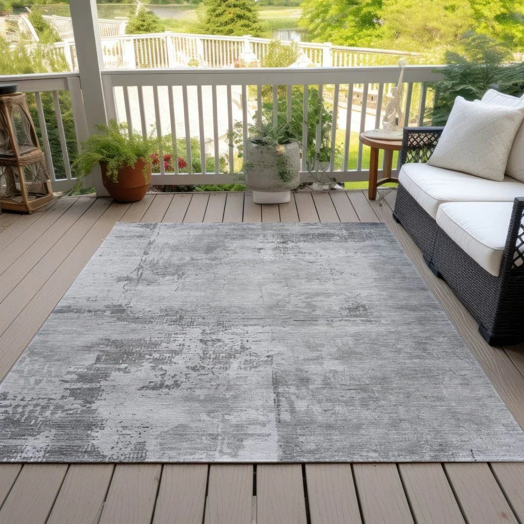 Cassiva Gray Washable Indoor-Outdoor Rug-Outdoor Rugs-LOOMLAN Rugs-LOOMLAN