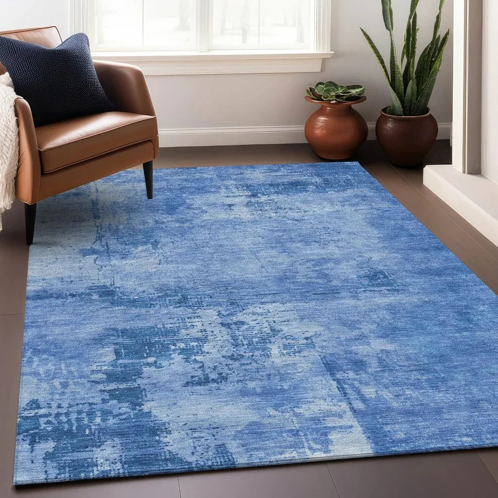 Cassiva Navy Washable Indoor-Outdoor Rug-Outdoor Rugs-LOOMLAN Rugs-LOOMLAN