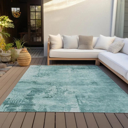 Cassiva Teal Washable Indoor-Outdoor Rug-Outdoor Rugs-LOOMLAN Rugs-LOOMLAN