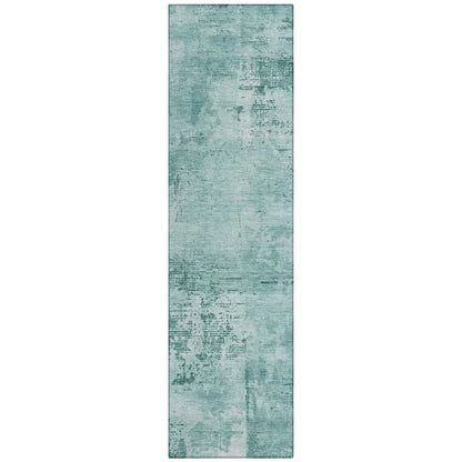 Cassiva Teal Washable Indoor-Outdoor Rug-Outdoor Rugs-LOOMLAN Rugs-2'3" x 7'6"-LOOMLAN
