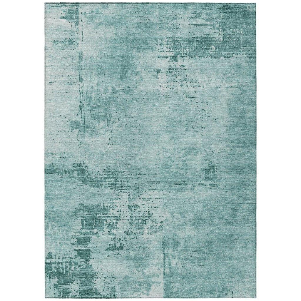 Cassiva Teal Washable Indoor-Outdoor Rug-Outdoor Rugs-LOOMLAN Rugs-2'6" x 3'10"-LOOMLAN