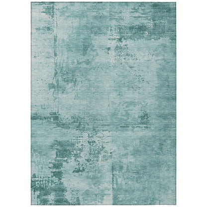 Cassiva Teal Washable Indoor-Outdoor Rug-Outdoor Rugs-LOOMLAN Rugs-2'6" x 3'10"-LOOMLAN