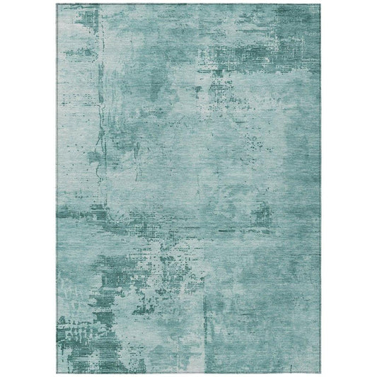 Cassiva Teal Washable Indoor-Outdoor Rug-Outdoor Rugs-LOOMLAN Rugs-2'6" x 3'10"-LOOMLAN
