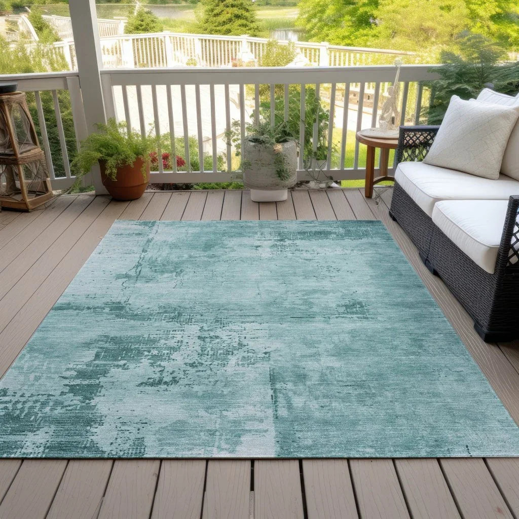 Cassiva Teal Washable Indoor-Outdoor Rug-Outdoor Rugs-LOOMLAN Rugs-LOOMLAN