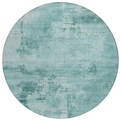Cassiva Teal Washable Indoor-Outdoor Rug-Outdoor Rugs-LOOMLAN Rugs-8' x 8'-LOOMLAN