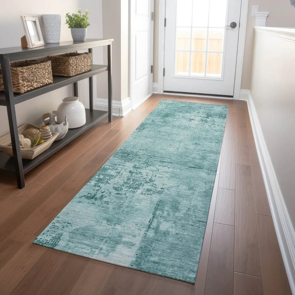 Cassiva Teal Washable Indoor-Outdoor Rug-Outdoor Rugs-LOOMLAN Rugs-LOOMLAN