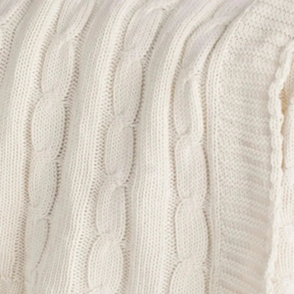 Cassy Cable Knitted Throw Blanket - LOOMLAN - LOOMLAN - Throw Blankets