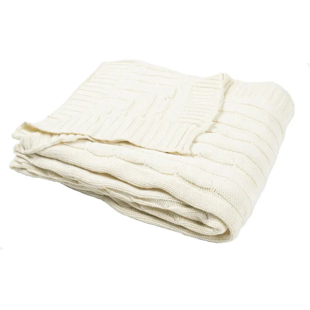 Cassy Cable Knitted Throw Blanket - LOOMLAN - LOOMLAN - Throw Blankets