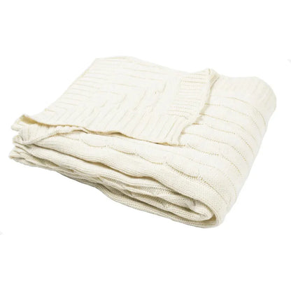 Cassy Cable Knitted Throw Blanket - LOOMLAN - LOOMLAN - Throw Blankets