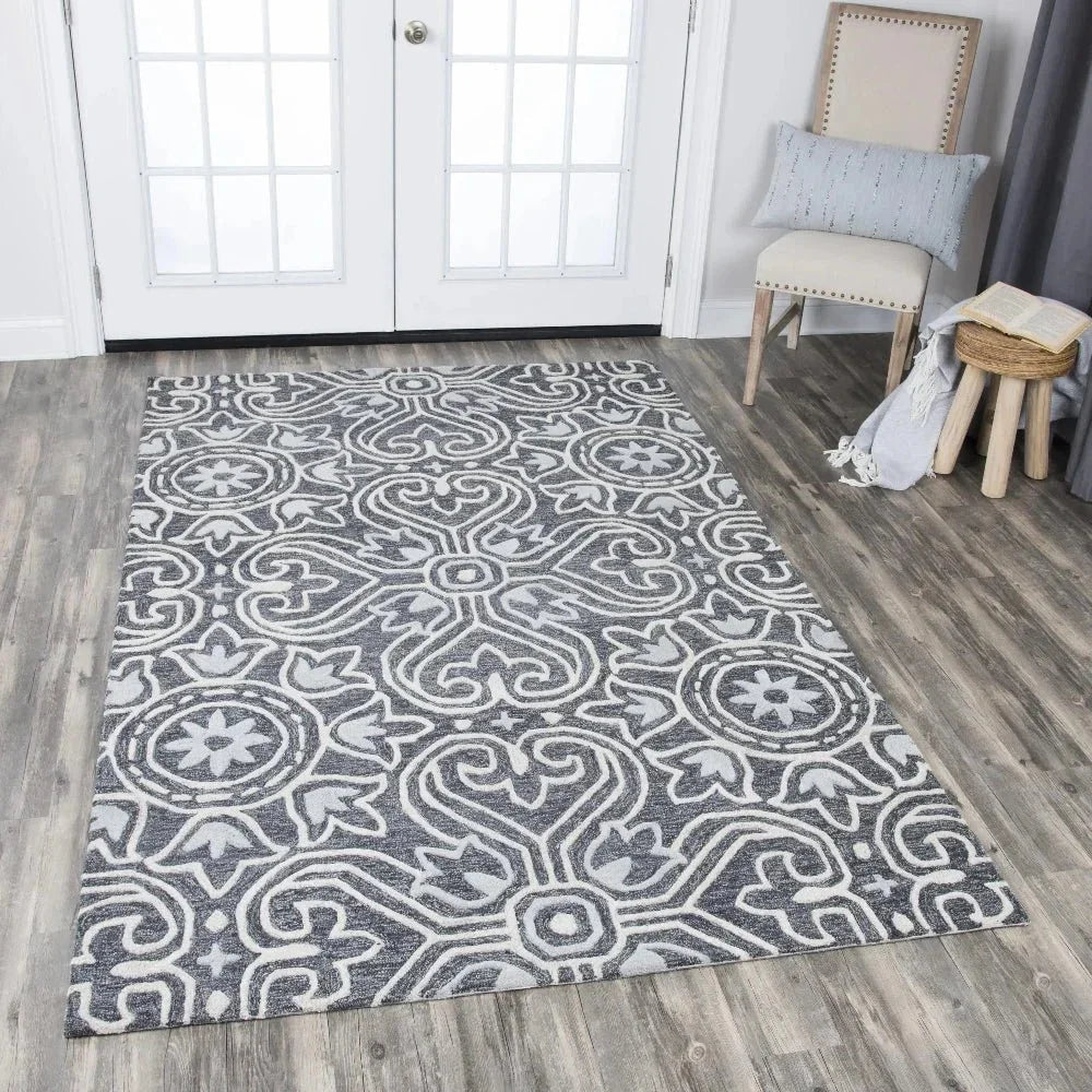 Cast Medallion Gray Large Area Rugs For Living Room - LOOMLAN - LOOMLAN - Area Rugs